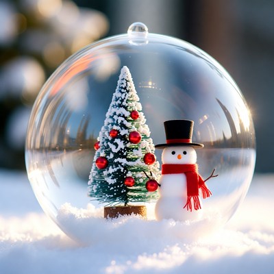 Winter scene in a snow globe