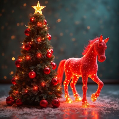 Festive holiday scene with horse