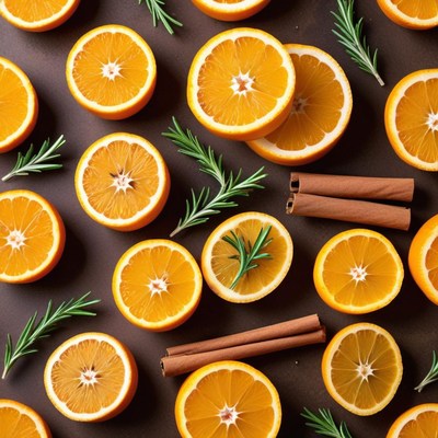 Slices of orange with herbs and spices