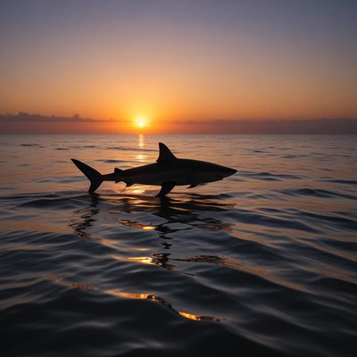 Shark silhouette at sunset