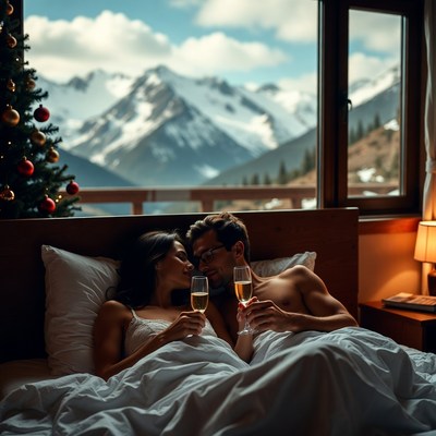 Cozy morning in mountain cabin