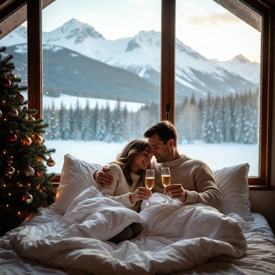 Cozy winter celebration in the mountains
