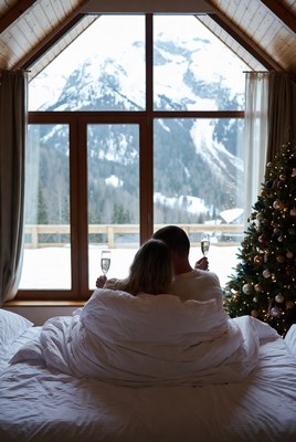 Cozy winter retreat with champagne