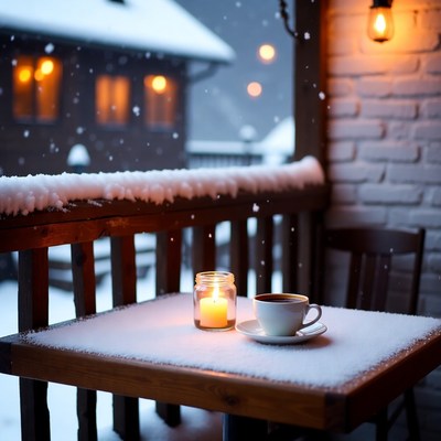 Winter evening coffee time