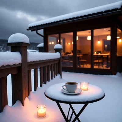 Cozy winter retreat with candles