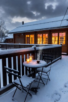 Cozy winter retreat with warm drinks