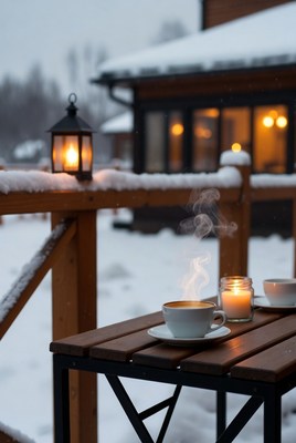 Cozy winter relax with coffee