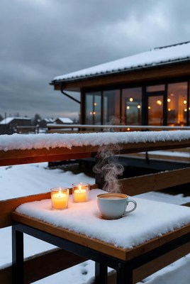 Cozy winter evening with candles
