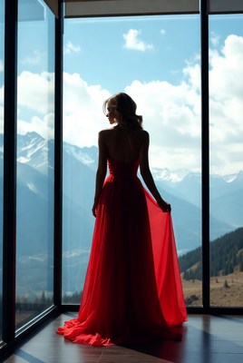Silhouette in a red dress