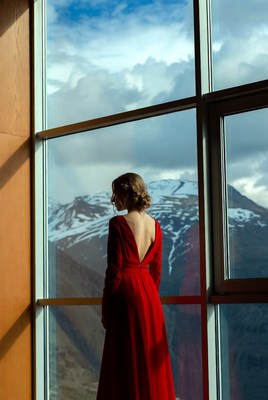 Stunning woman in red dress