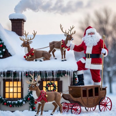 Festive santa with reindeer scene
