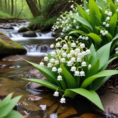 Lily of the valley near stream