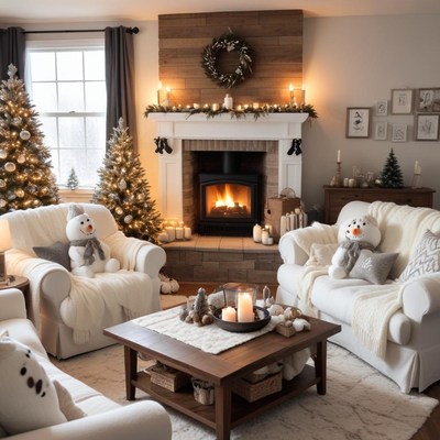Cozy winter living room scene
