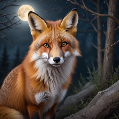 Fox under the full moon