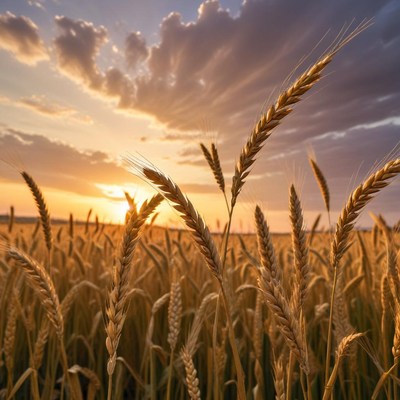 Wheat field at sunset
