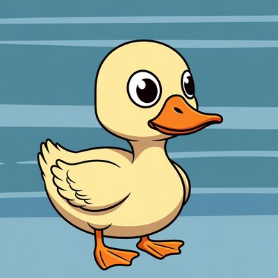 Cute cartoon duck character in bright colors
