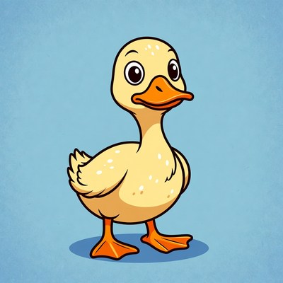 Cute cartoon duck with bright colors