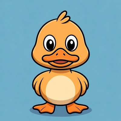 Cute cartoon duck character standing