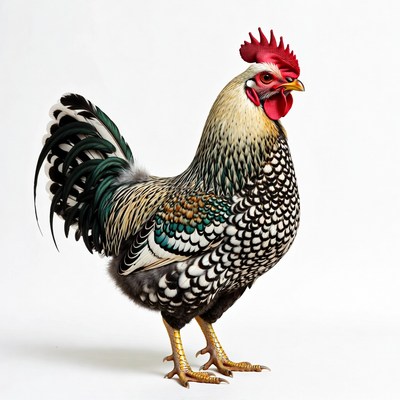 Colorful rooster standing proudly