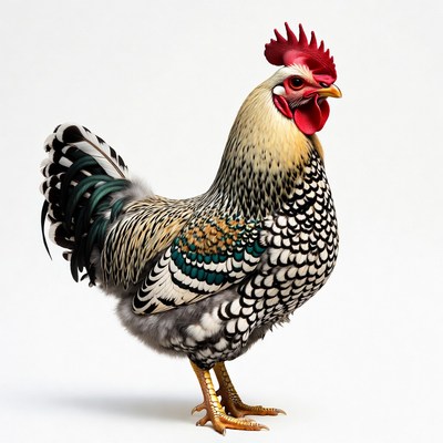 Colorful rooster standing proudly