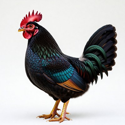 Colorful rooster posing proudly