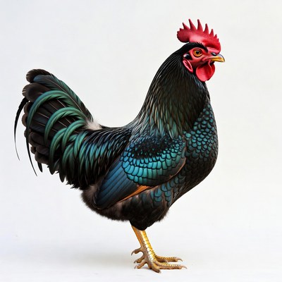 Colorful rooster standing proudly