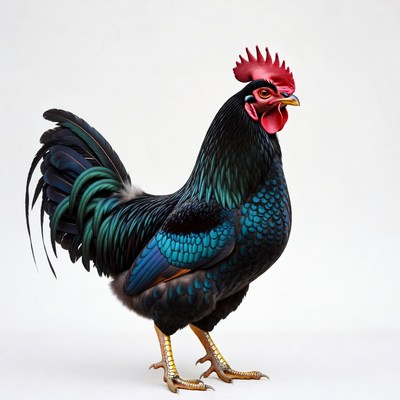 Colorful rooster standing proudly