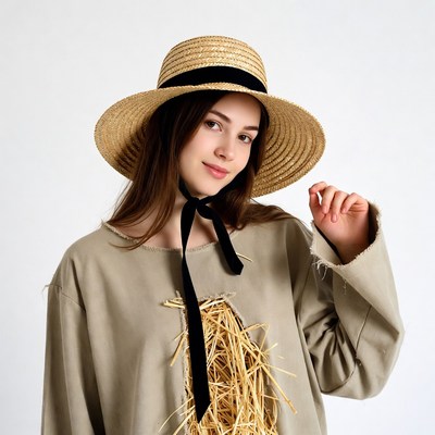 Young woman in straw hat