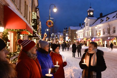 Candlelight ceremony in winter evening