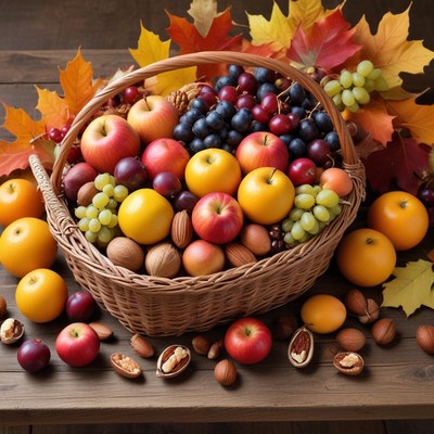 Colorful harvest basket display