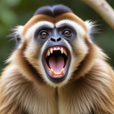Monkey showing teeth in the wild