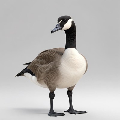 Duck standing on a gray background