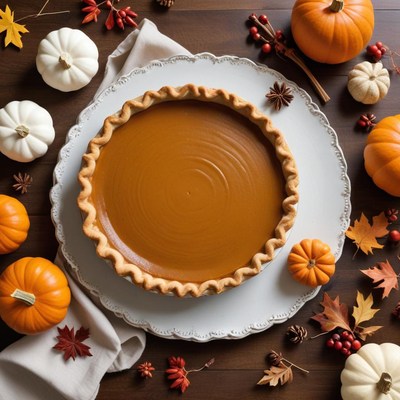 Delicious pumpkin pie display for autumn season