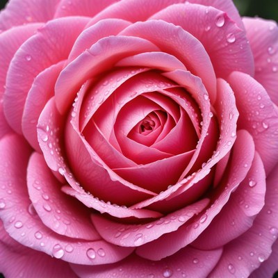 Pink rose with raindrops glistening