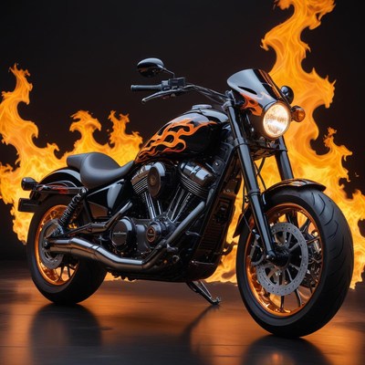 Motorcycle with flames background