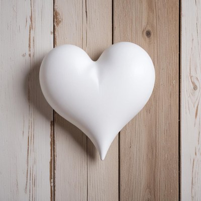White heart decoration on wood