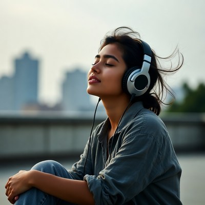 Relaxing moments with music outdoors