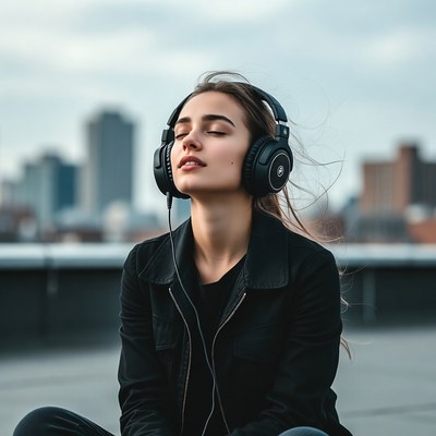 Enjoying music on the rooftop