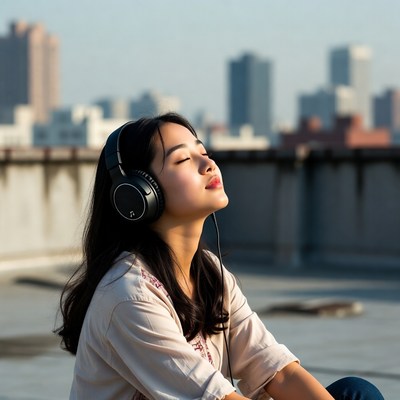 Relaxing on the rooftop in the city