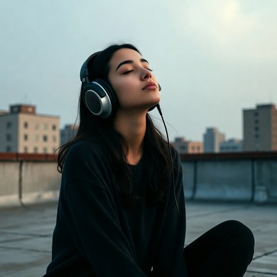 Enjoying music on rooftop
