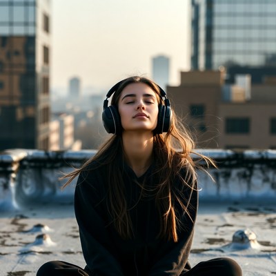 Relaxing on the city rooftop