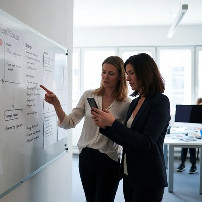 Collaboration in a modern office space