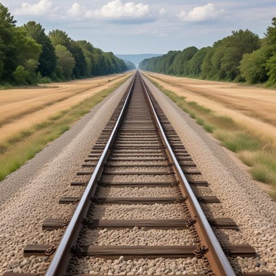 Quiet railway in a rural landscape