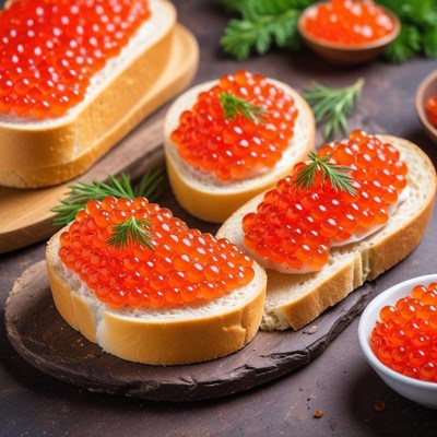 Freshly made caviar toasts delight