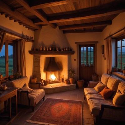 Cozy evening at the rustic home