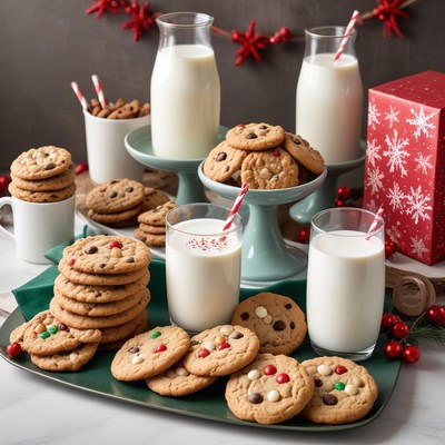Cookies and milk holiday treat spread
