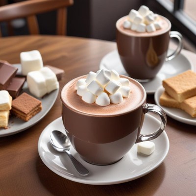 Warm drinks and sweet treats displayed together