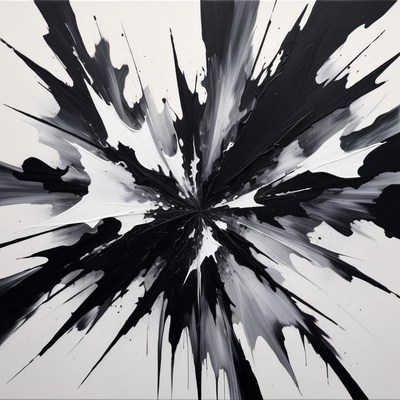 Black and white explosion art