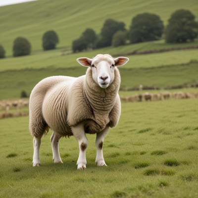 Sheep grazing in green field
