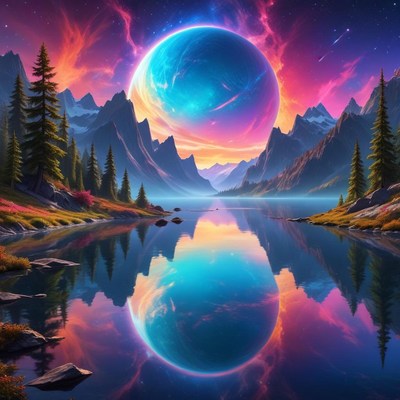 Stunning cosmic landscape at dusk